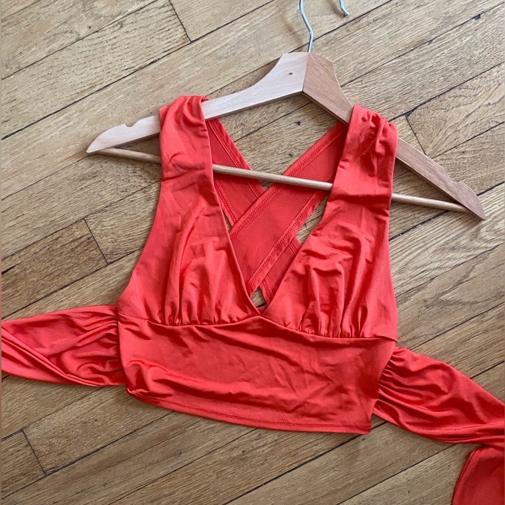 Urban Outfitters Orange Crossed and Tie Back Tank Top
